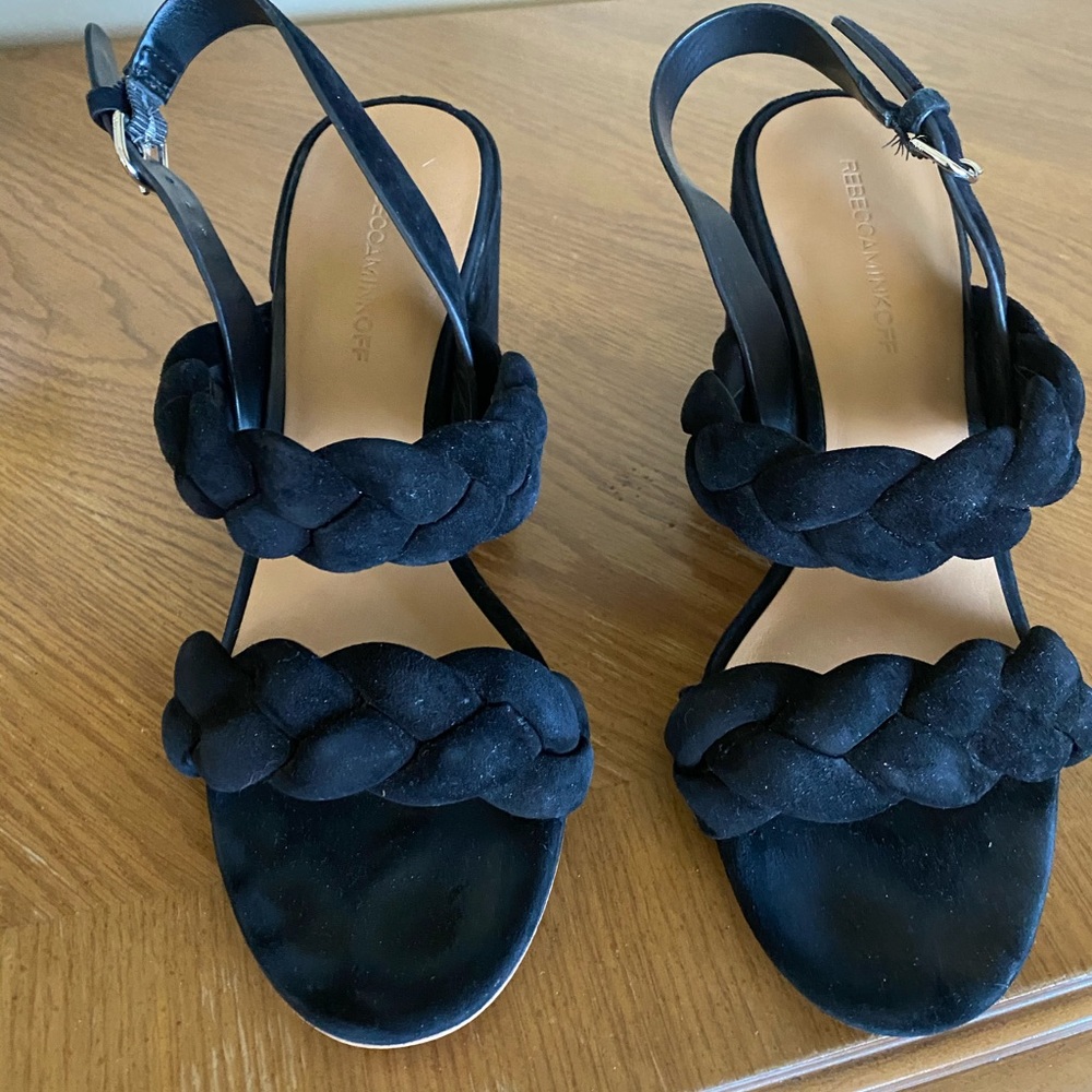 Rebecca Minkoff thick heeled black suede shoes